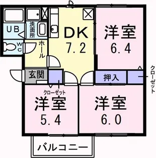 ロイヤルタウンB【1階】の間取り