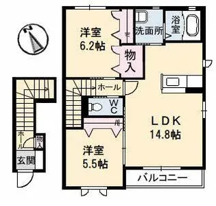サニーコート B棟【2階】の間取り