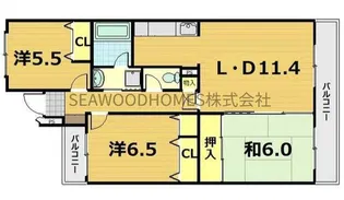 ベルヴィ能見台A棟【4階】の間取り