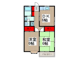 フラワーハイツ【1階】の間取り
