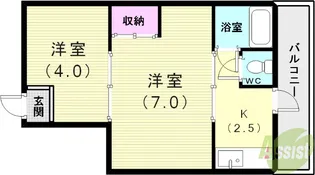 ヨークンハウス板宿【2階】の間取り