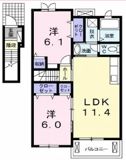 ヴィラカンナミ【2階】の間取り