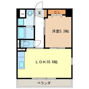 1LDKの間取り画像