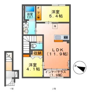 千葉県四街道市鹿渡【アパート】の間取り