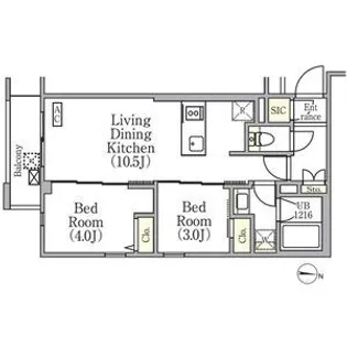 イプセ中野三丁目【2階】の間取り