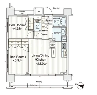 イプセ多摩川緑地【9階】の間取り