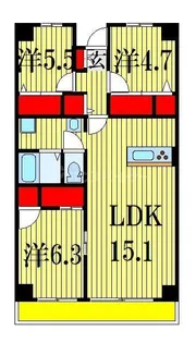 テラスレジデンス船橋夏見【3階】の間取り