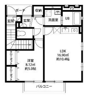 1LDKの間取り画像