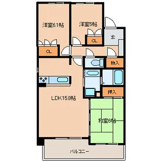 サーパス諏訪野第2【9階】の間取り