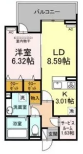 シャトー・ドゥ・ラ・メール【3階】の間取り