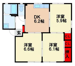 リベルテ筑紫野【1階】の間取り