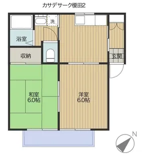 カサ・デ・サーク榎田 B棟【2階】の間取り