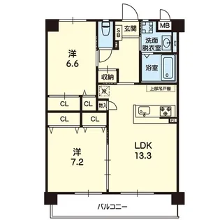 ワンネス長嶺【2階】の間取り