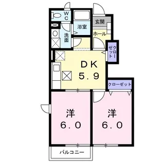 フォーリスト B【1階】の間取り