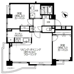 アンソレイエ・サンク【1階】の間取り