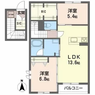クレール富沢西B【2階】の間取り