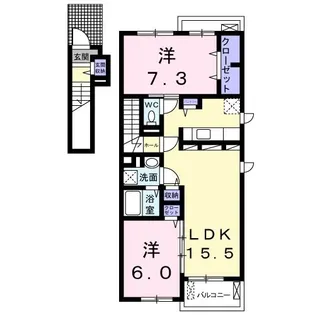 コンフォートつつじが丘B【2階】の間取り