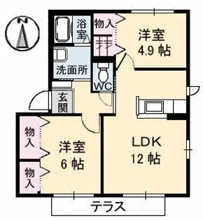 オレンジカーサ 壱番館【1階】の間取り