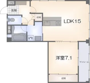 コトングラス北常三島【3階】の間取り