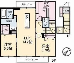 アンソレイユ A棟【2階】の間取り