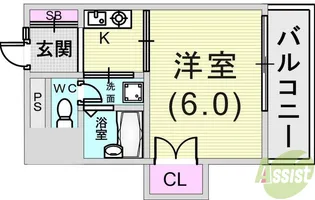ヴィラ芦屋川【2階】の間取り