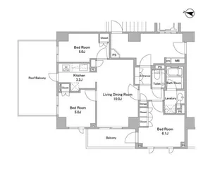 パークハウス三軒茶屋クロスコート【8階】の間取り