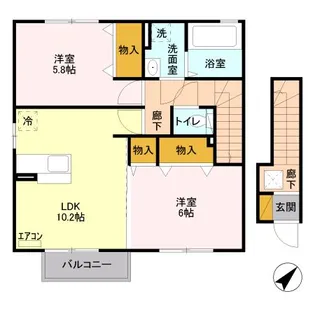 2LDKの間取り画像