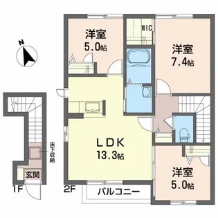 グリスィーヌA【2階】の間取り