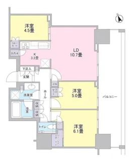 ブランズタワー芝浦【3階】の間取り