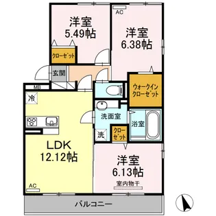 オアシス加納III【1階】の間取り