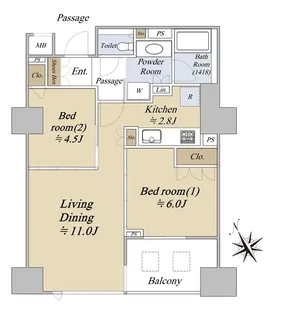 シティタワー赤羽ステーションコート【17階】の間取り