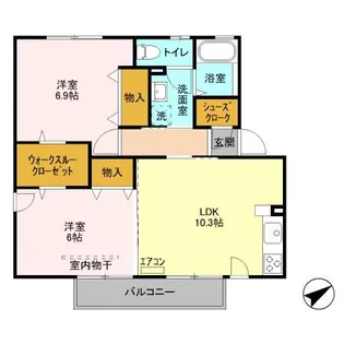 エリー B【2階】の間取り
