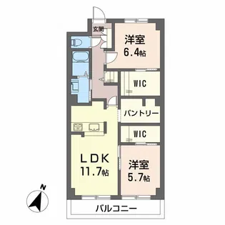 クレスト木屋【4階】の間取り