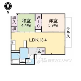 ヴィラ・ライスシャワーB【1階】の間取り