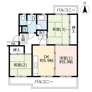 UR金沢シーサイドタウン並木一丁目第二【1階】の間取り