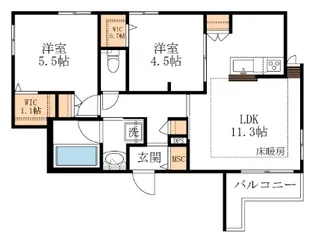 CLAIR MAISON KUGAYAMA~クレールメゾンクガヤマ~【2階】の間取り