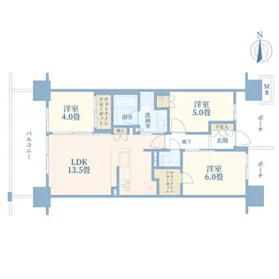 プラウドシティ大田六郷A棟【6階】の間取り