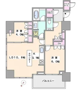 ザ・パークハウス高輪タワー【9階】の間取り