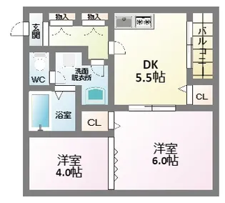 アムズV桑津【6階】の間取り
