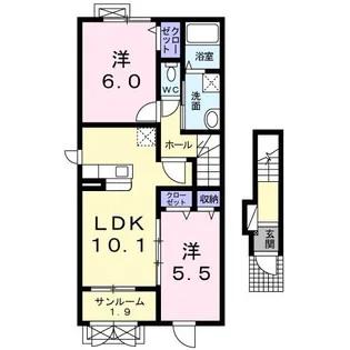 カーサ ティ アモ【2階】の間取り