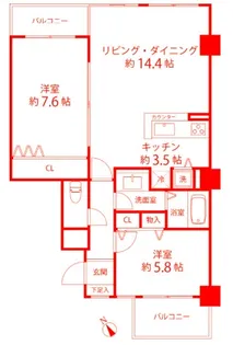グリーンパーク横須賀中央【4階】の間取り