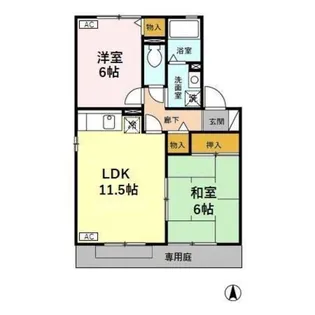 ラ・ベルフォンテーヌB棟【1階】の間取り