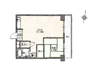 エクセレント上新サンウィング【1階】の間取り