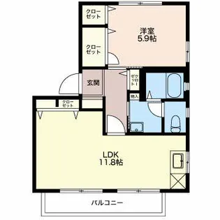 カーサマッローネB【1階】の間取り