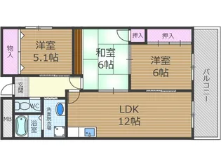 ヌーヴェルシャトー【5階】の間取り