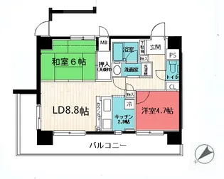 蒔田公園パインマンション【4階】の間取り