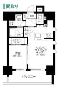 パークリュクス日本橋小網町mono【4階】の間取り