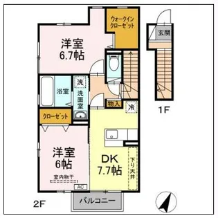 UWATTE HILLS J【2階】の間取り