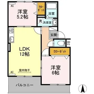 コアロード戸崎【2階】の間取り