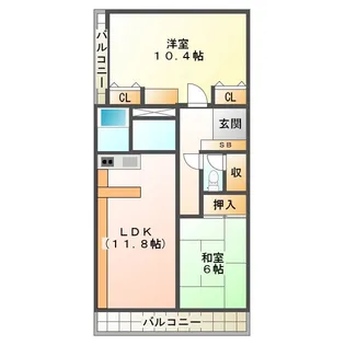 ダイアパレス四日市【6階】の間取り